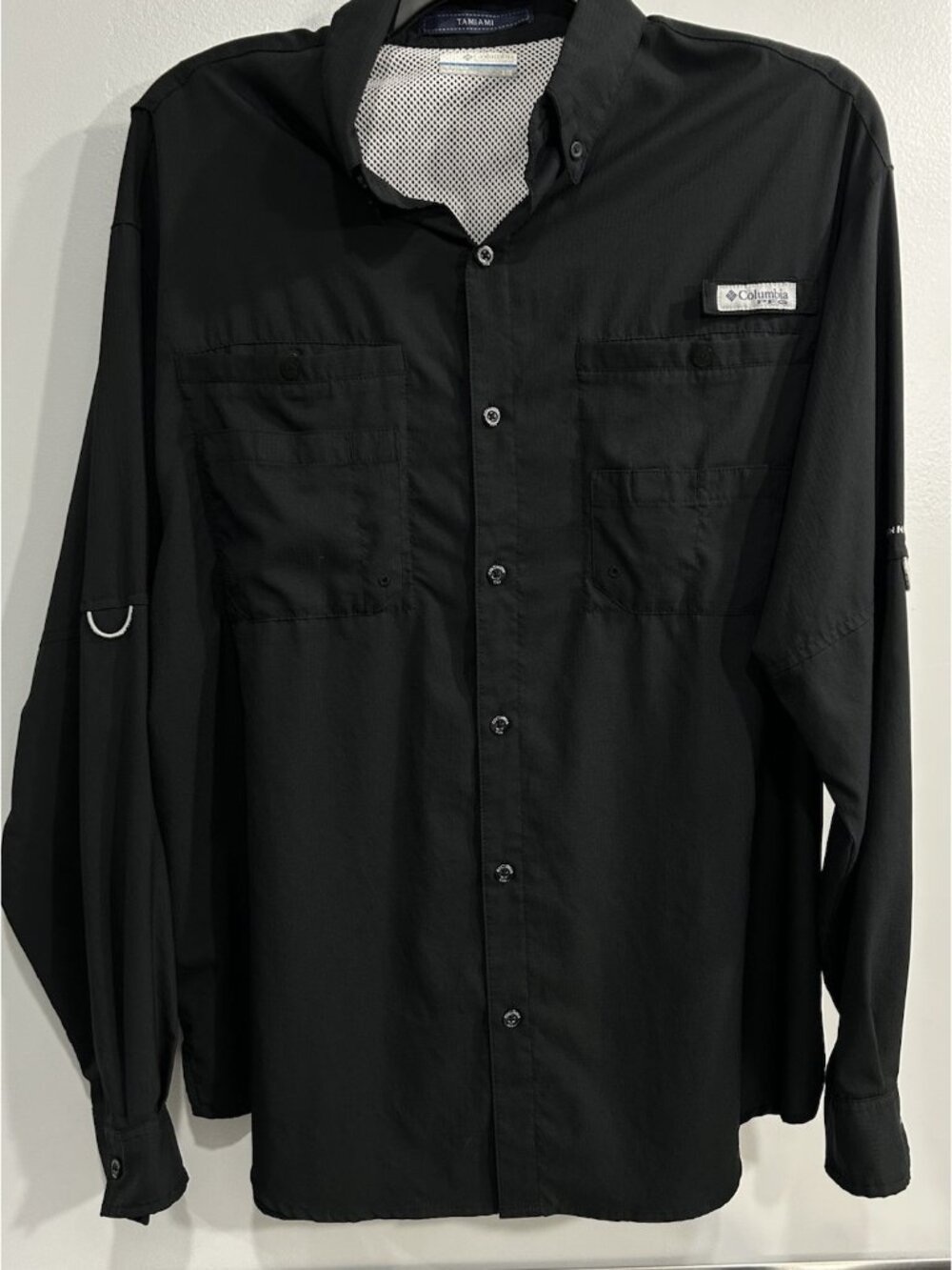 Columbia PFG Tamiami Shirt Mens Large Fishing Long Sleeve Button Up Black Beach